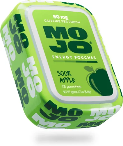 Miniatura 15 de Bolsas de energía MOJO sabor frambuesa azul, 50 mg de cafeína por bolsita, 15 bolsitas, paquete individual