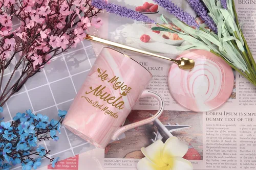 Miniatura 2 de WENSSY La Mejor Abuela - Taza de regalo para el día de la madre y cumpleaños, 14 onzas, color rosa con caja de regalo