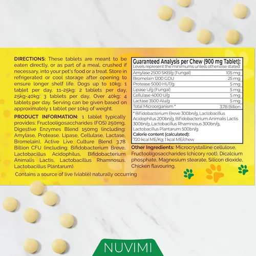 Miniatura 7 de Probióticos para perros – Comprimidos probióticos y prebióticos para perros – Suplemento de apoyo digestivo para la salud intestinal, alivio