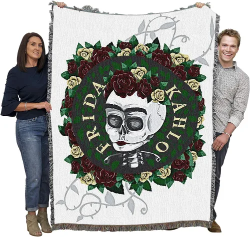 Miniatura 15 de Pure Country Weavers Frida Kahlo - Manta de mujer hermosa – Tapiz de regalo tejido de algodón – Fabricado en los Estados Unidos (72 x 54 pulgadas)