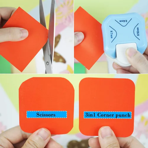 Miniatura 3 de ECOHU - Perforadora de esquina redonda, cortador de esquina de 3 en 1 para manualidades de papel (R4 mm+R7 mm+R10 mm) para cortar diferentes
