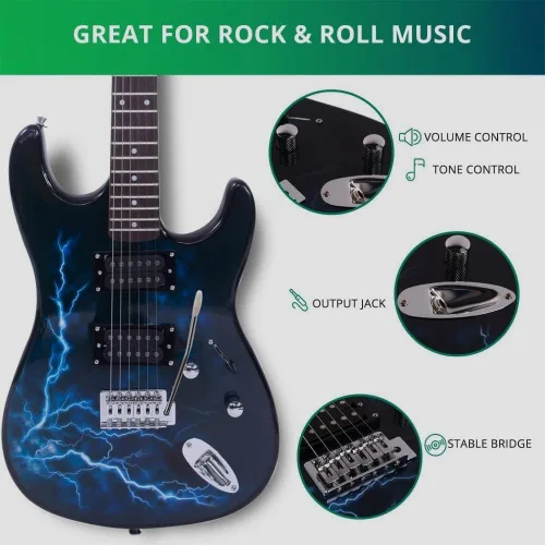 Miniatura 5 de Ktaxon - Guitarra eléctrica de 39 pulgadas, kit de guitarra de cuerpo sólido de tamaño completo con pastillas H-H de 6 cuerdas para principiantes