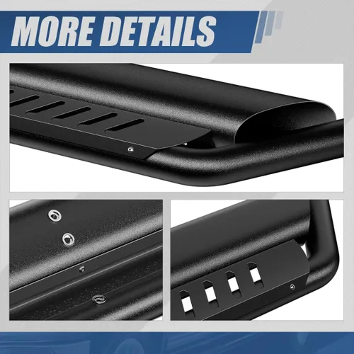 Miniatura 8 de Auto Dynasty Estribos con escalones pintados compatibles con Jeep Wrangler JL Unlimited 2018-2024 de 4 puertas, barra Nerf con escalón lateral, Negro