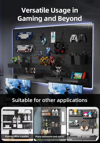 Miniatura 3 de Tablero organizador de pared, eleva y ordena tus juegos y oficina, crea un espacio perfectamente estructurado (negro)