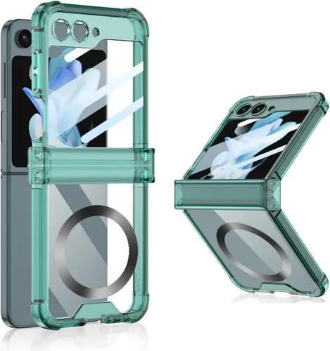 Miniatura 11 de Funda magnética integrada con protector de pantalla para Samsung Galaxy Z Flip 5 4, compatible con MagSafe, protección de bisagra completa, funda