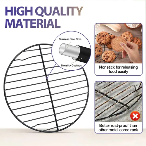 Miniatura 4 de P&P CHEF Rejilla Redonda de Cocina de 7½ Pulgadas, Rejilla Redonda de Acero Inoxidable para Cocinar Enfriar Vaporizar Hornear, Compatible