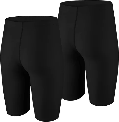 Miniatura 4 de LEAO Traje de baño para niños y jóvenes, color liso, con protección solar UPF 50+, secado rápido, pantalones cortos de natación atléticos