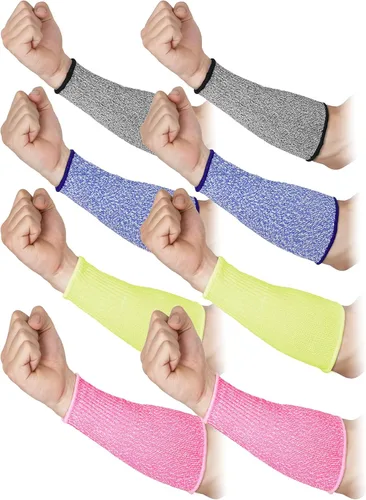SATINIOR 4 pares de mangas de brazo resistentes a los cortes, protectores de brazo de nivel 5 para piel fina y moretones, protección de seguridad