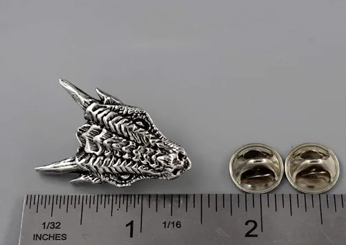 Miniatura 2 de Dragon Head Pin, Mythical, G047, Fire, Celtic, Gothic, Nordic, Norse, Shield, Badge, Pins, Lapel, Brooch, Hat, Backpack, 100+ Gothic Designs