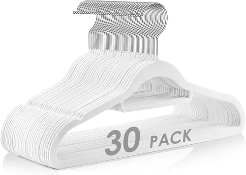 Miniatura 10 de DUDUCOFU Perchas de terciopelo antideslizantes de fieltro, paquete de 50 perchas de terciopelo gris para ropa que ahorran espacio, con gancho