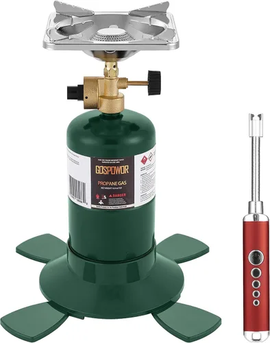 Miniatura 10 de Estufa de camping portátil de combustible dual Propane or Butane, 10,000 BTU, Automatic Ignition, Carrying Case & Windblocker, Emergency