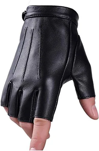 Guantes de conducción sin dedos, de piel sintética, para deportes al aire libre, guantes de medio dedo para hombres, mujeres y adolescentes