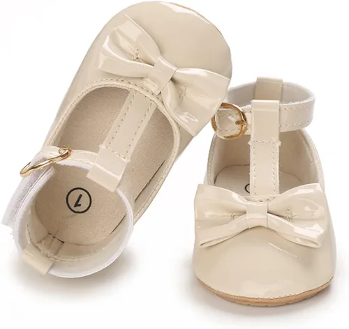 Miniatura 5 de COSANKIM Zapatos planos Mary Jane para bebés y niñas, suela de goma antideslizante, zapatos de vestir de princesa para boda
