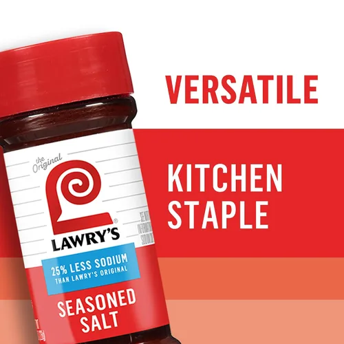 Miniatura 10 de Lawry's Sal sazonada, 25% menos de sodio, sin MSG añadido, certificado Kosher, básico, versátil, condimento multiusos para agitar en carne de res