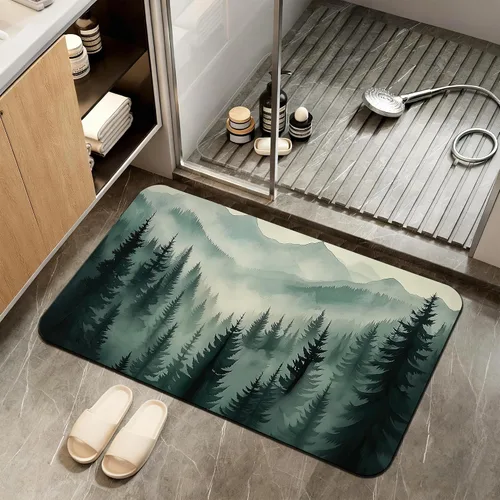Miniatura 17 de Tapete de baño antideslizante, decoración de baño con purpurina bendita, tapete de baño plateado de diatomeas de secado rápido, absorbente, alfombra
