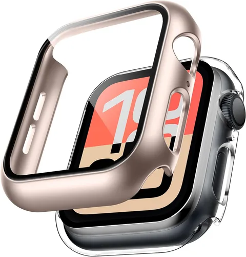 Miniatura 12 de TAURI - Juego de 2 carcasas rígidas para Apple Watch SE Series 6, 5, 4, 1.732 in (44mm), protector de pantalla integrado de cristal templado 9H, Azul