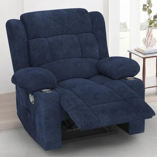 Miniatura 32 de Juego de Sofá Reclinable de Dos Plazas con 2+1 Piezas, Sillón Reclinable Minimalista de 2 Plazas con Pestaña de Tirón Manual, Tela con Puertos