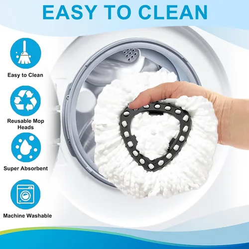 Miniatura 4 de Cabezal de trapeador giratorio y cepillo de repuesto para O Cedar EasyWring 1 tanque, color blanco 4 Microfiber Mop Refills, 1 Scrub Brush, 1