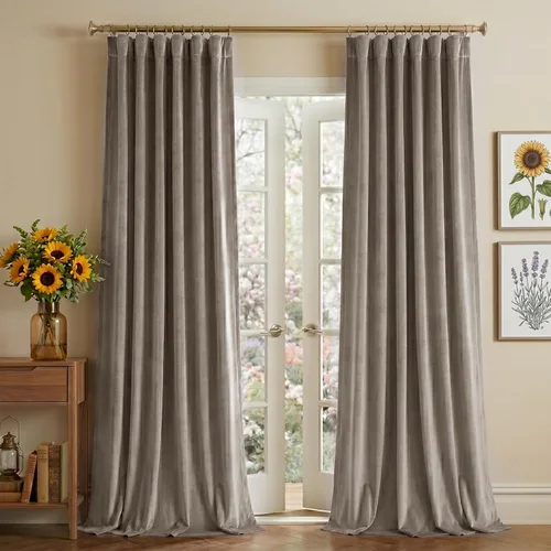 Miniatura 16 de NICETOWN Cortinas de terciopelo blanco marfil de 10 pies de largo para techos altos, cortinas extralargas con aislamiento térmico para ventanas