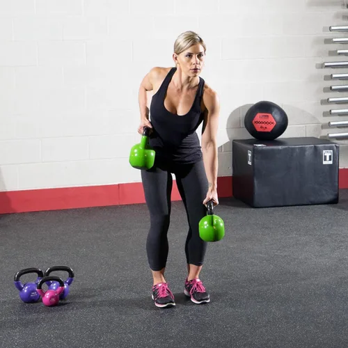 Miniatura 2 de Body-Solid Pesas rusas recubiertas de vinilo con asas de agarre de hervidor, pesas rusas perfectas para entrenamiento con pesas y equipos