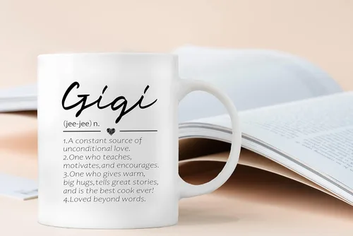 Miniatura 2 de QASHWEY Gigi Definition - Taza de café con texto en inglés "Grande", regalo de cumpleaños de la abuela y la madre, para nieta, nieto, taza