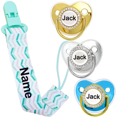 Miniatura 12 de 4 unidades, chupete personalizado con nombre, clip para chupete personalizado, regalo de bebé para niños y niñas recién nacidos, accesorio de bebé