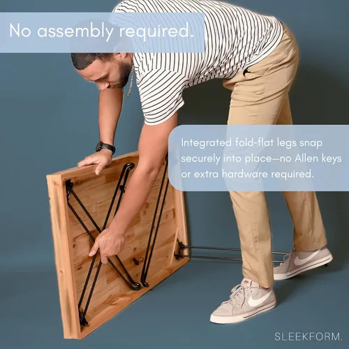 Miniatura 4 de Sleekform Mesa plegable de madera – Escritorio plegable portátil – Escritorios plegables fáciles de montar para espacios pequeños – Mesas