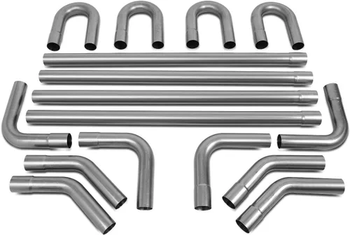 Miniatura 8 de DNA Motoring ZTL-25SS 16 piezas de tubo de escape personalizado de acero inoxidable de 2.5 pulgadas, kit de tubo de escape recto y U-Bend, ajuste