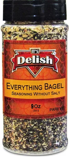 It's Delish, mezcla de condimentos para bagel Everything Bagel sin sal por It's Delish, tarro mediano de 9 onzas, mezcla de condimentos de especias