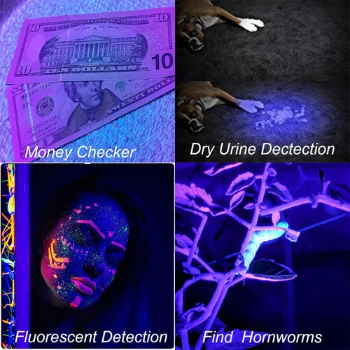 Miniatura 6 de Abom Linterna UV de 395 nm Mini detector de luz negra ultravioleta - Encuentra orina seca de perro/manchas de mascotas, curado con pegamento UV