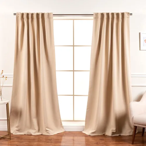 Best Home Fashion Paneles de Cortinas Opacas Premium - Tratamiento de Ventana con Aislamiento Térmico Sólido Cortinas Opacas para Dormitorio - Beige