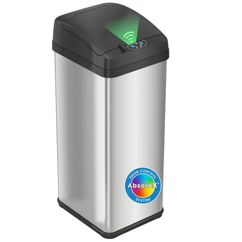 Miniatura 11 de iTouchless Bote de basura ovalado de 16 galones con tapa abierta y cubo de reciclaje con filtros de olor duales AbsorbX, ahorro de espacio, gran