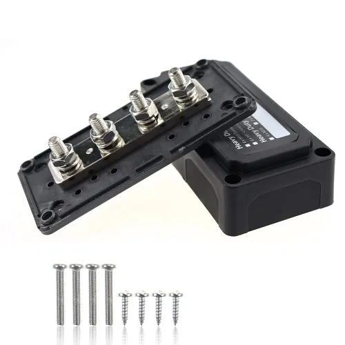 Miniatura 6 de IZTOSS Barra de autobús de 12 V, resistente al agua, bloque de distribución de energía con 4 pernos de terminal de 5/16 pulgadas (M8), barra de bus