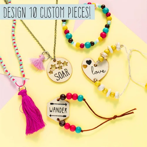 Miniatura 4 de STMT Kit de Arte y Manualidades de Joyería DIY de Dijes de Madera y Borlas por Horizon Group USA, Diseña y Crea 10 Piezas de Joyería de Chica Vsco