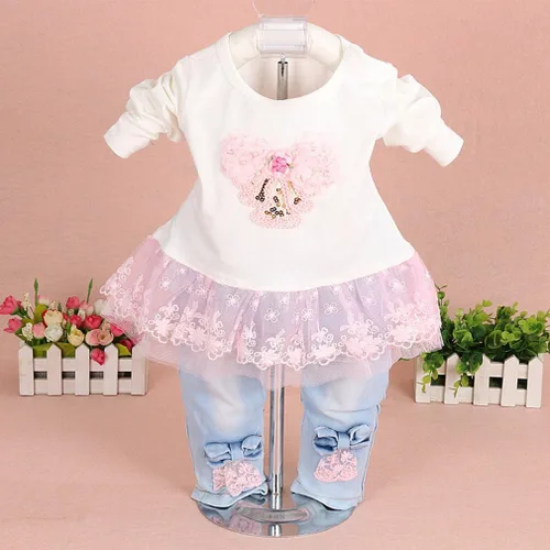 Miniatura 3 de Yao Conjuntos de ropa de mezclilla para bebés y niñas, conjuntos de 3 piezas, camisa de mezclilla y jeans