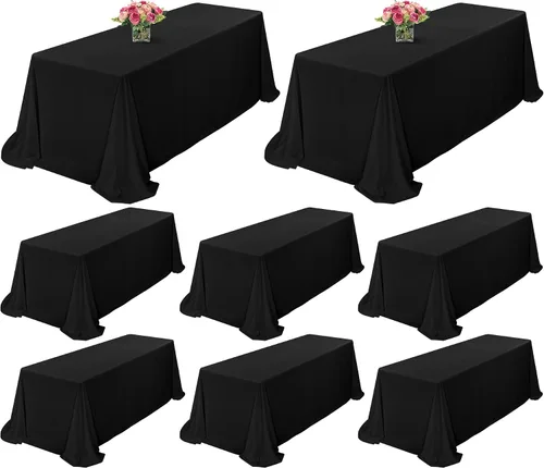 Miniatura 86 de Showgeous Paquete de 4 manteles rectangulares de poliéster de 60 x 102 pulgadas, resistentes a las arrugas, lavables, para bodas, mesas de comedor