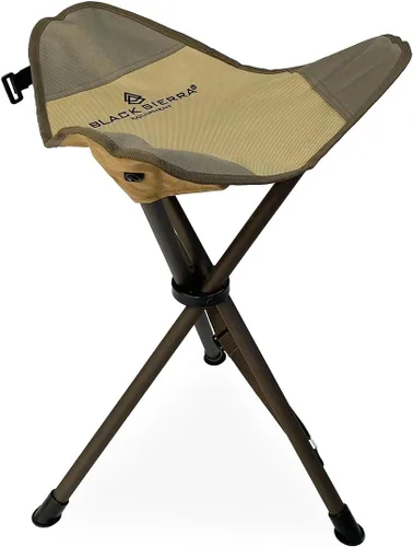 Miniatura 9 de Black Sierra Taburete plegable de caza con correa para el hombro, asiento de trípode plegable ligero, marco de acero soporta 225 libras, silla Canela