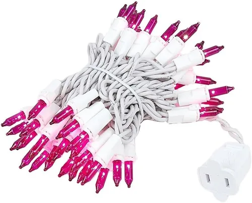 Miniatura 8 de Novelty Lights Mini cadena de luces incandescentes de 11 pies, 50 bombillas, ámbar con espacio de 2.5 pulgadas en cable blanco, mini luces de grado