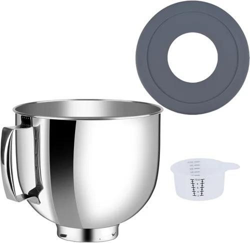 Miniatura 8 de Tazón de acero inoxidable compatible con mezclador Kitchenaid de 4.5/5 cuartos de galón, con tapa, cuenco inoxidable de 5 cuartos de galón