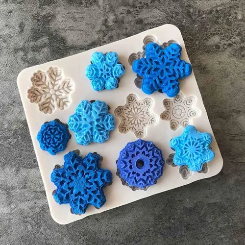 Miniatura 6 de Molde de silicona para pastel de fondant de copo de nieve de Navidad, molde de caramelo de chocolate, decoración de bricolaje, decoraciones
