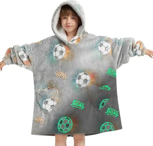 Miniatura 14 de Mewkou Manta con Capucha Portátil para Niños Sudadera con Capucha de Sherpa Extra Grande para Niños, Niñas y Niños Pequeños de 2 a 6 años