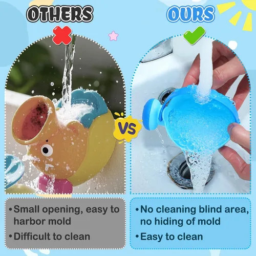 Miniatura 2 de Juguetes de baño pequeños y suaves para niños pequeños de 1 a 3 años – Juguetes de mesa de agua súper fáciles de limpiar, juguete de bañera para Azul