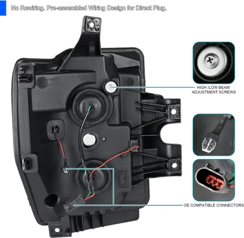 Miniatura 5 de SPEC-D TUNING Faros Proyectores Negros con Barra LED Compatibles con Ford F-250, F-350, F-450, F-550 Super Duty 2008-2010, Juego de Faros Izquierdo