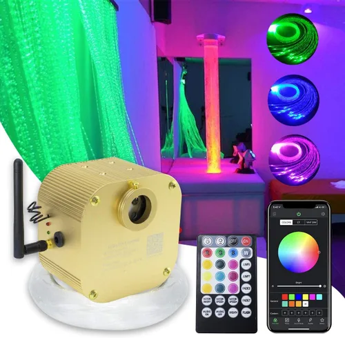 Miniatura 11 de AMKI Kit de luces de cortina de fibra óptica RGBW de 16 W, 300 hebras de punto de destello con control inteligente de aplicación de sonido, cable