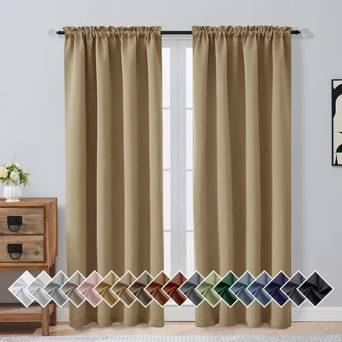Miniatura 271 de OVZME Cortinas opacas turquesa para tratamiento de ventanas pequeñas, cortinas cortas con bloqueo de luz para ventana de cocina sobre el fregadero