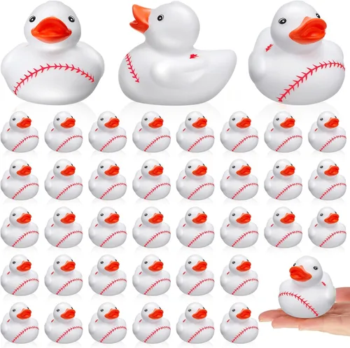 Miniatura 8 de Deekin 24 patos de goma de 2 pulgadas, recuerdos de fiesta deportiva a granel para eventos de equipo, suministros de fiesta de cumpleaños, regalo
