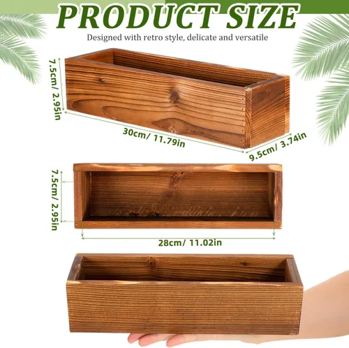 Miniatura 2 de Macetero de madera rústica de madera de cedro de 11.81 pulgadas, caja de ventana de madera de cedro para jardinería, balcón, patio, uso al aire libre