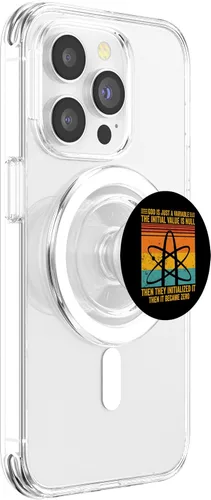 Miniatura 3 de El ateísmo ateísta Dios es solo un valor inicial variable es nulo PopSockets MagSafe PopGrip para iPhone