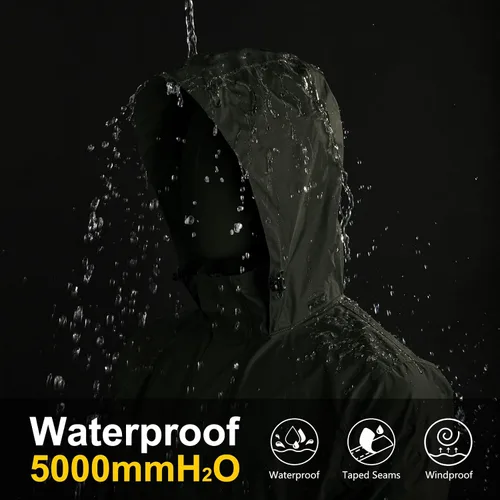 Miniatura 55 de 33,000ft - Chaqueta de lluvia impermeable y plegable para hombre, ligera, con capucha, cortavientos ideal para golf o ciclismo