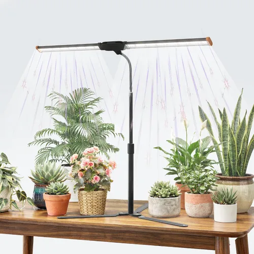 Luz de cultivo para plantas de interior, lámpara de luz de crecimiento de espectro solar blanco de 6000 K con LED rojo y azul para semillas de